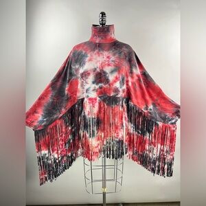 💚 2956. Fleece Tie Dye Fringe Sweatshirt